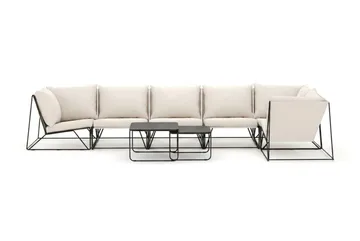 Usteryd utendørs hjørnesofa 6-seters vendbar - Svart/Beige - Hagemøbler & utemiljø - Loungemøbler - Loungegrupper