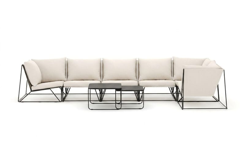 Usteryd utendørs hjørnesofa 6-seters vendbar - Svart/Beige - Hagemøbler & utemiljø - Loungemøbler - Loungegrupper