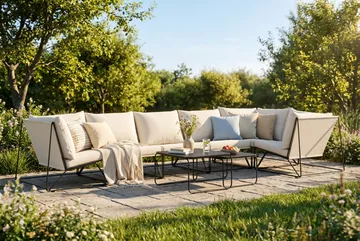 Usteryd utendørs hjørnesofa 6-seters vendbar - Svart/Beige - Hagemøbler & utemiljø - Loungemøbler - Loungegrupper