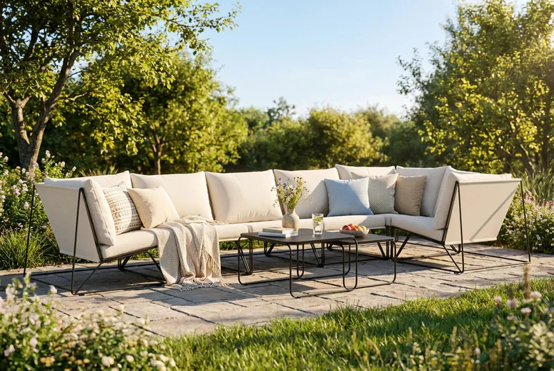 Usteryd utendørs hjørnesofa 6-seters vendbar - Svart/Beige - Hagemøbler & utemiljø - Loungemøbler - Loungegrupper