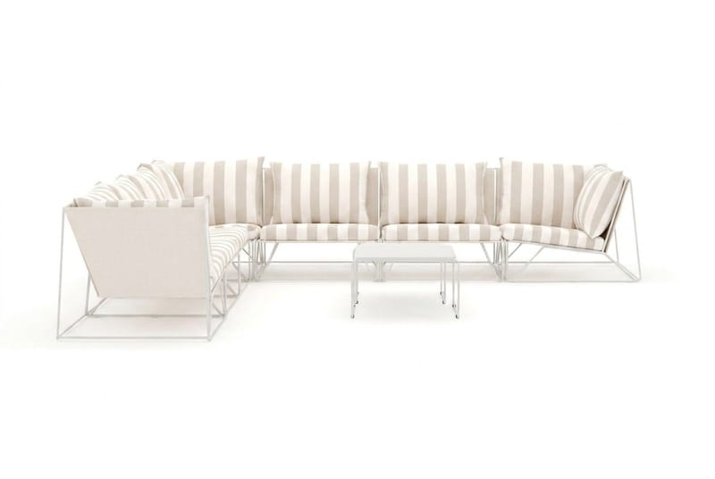 Usteryd utendørs hjørnesofa 7-seter vendbar - Beige/Stripet - Hagemøbler & utemiljø - Loungemøbler - Loungegrupper