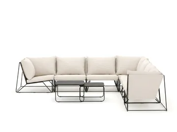 Usteryd utendørs hjørnesofa 7-seter vendbar - Svart/Beige - Hagemøbler & utemiljø - Loungemøbler - Loungegrupper