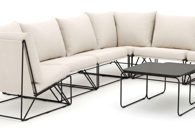 Usteryd utendørs hjørnesofa 7-seter vendbar - Svart/Beige - Hagemøbler & utemiljø - Loungemøbler - Loungegrupper