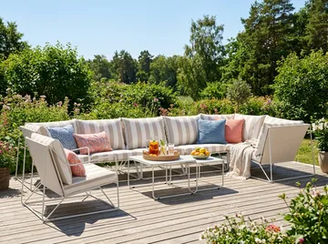 Usteryd utendørs hjørnesofa 7-seters vendbar med lenestol - Beige/Stripete - Hagemøbler & utemiljø - Loungemøbler - Loungegrupper