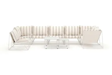 Usteryd utendørs hjørnesofa 7-seters vendbar med lenestol - Beige/Stripete - Hagemøbler & utemiljø - Loungemøbler - Loungegrupper