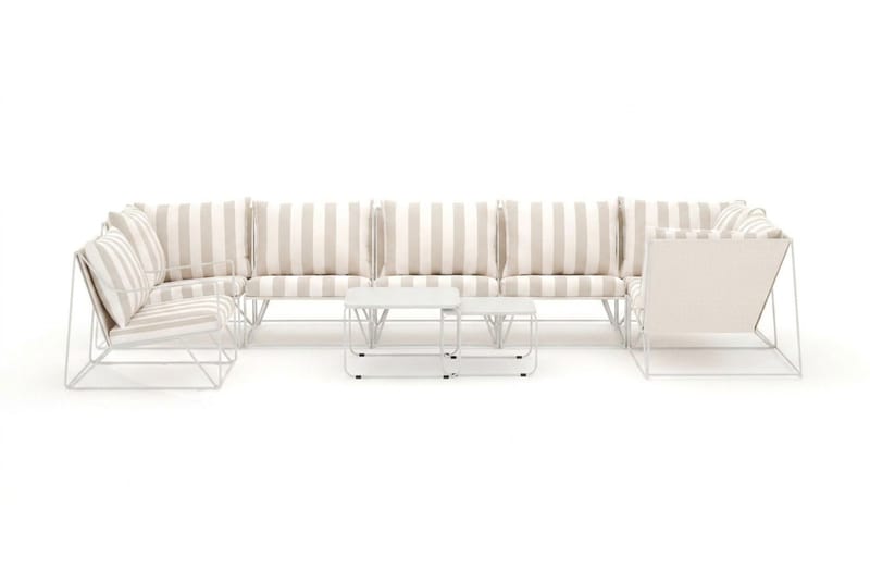 Usteryd utendørs hjørnesofa 7-seters vendbar med lenestol - Beige/Stripete - Hagemøbler & utemiljø - Loungemøbler - Loungegrupper