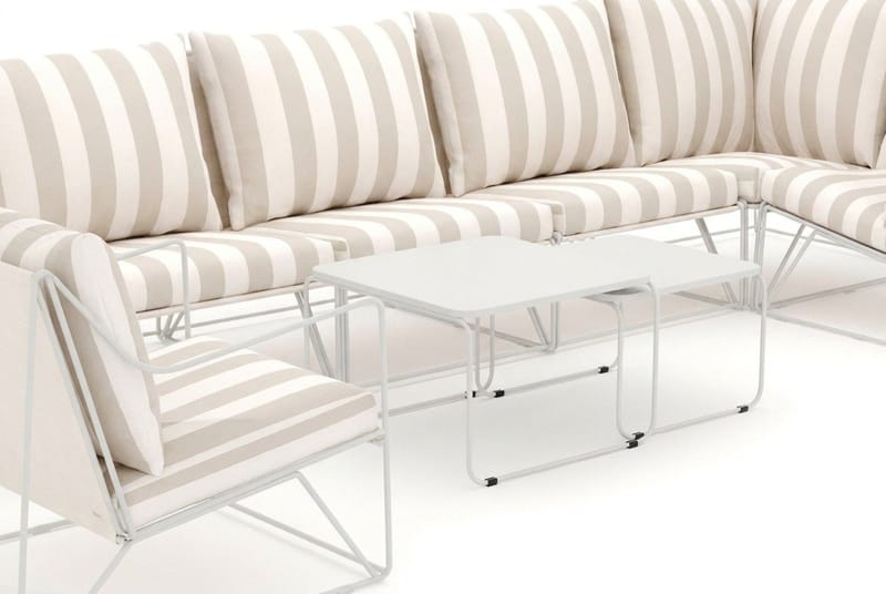 Usteryd utendørs hjørnesofa 7-seters vendbar med lenestol - Beige/Stripete - Hagemøbler & utemiljø - Loungemøbler - Loungegrupper
