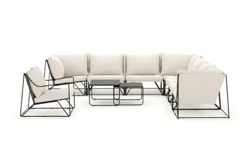 Usteryd utendørs hjørnesofa 8-seter vendbar med lenestol - Svart/Beige - Hagemøbler & utemiljø - Loungemøbler - Loungegrupper