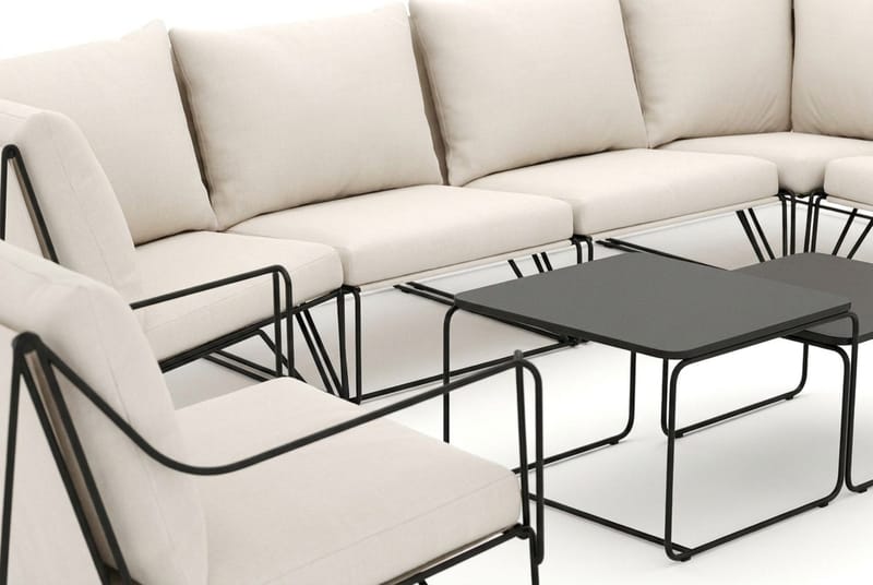 Usteryd utendørs hjørnesofa 8-seter vendbar med lenestol - Svart/Beige - Hagemøbler & utemiljø - Loungemøbler - Loungegrupper