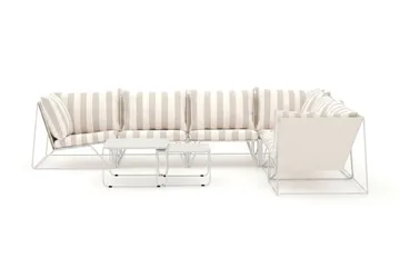 Usteryd utendørs L-sofa 6-seters vendbar - Beige/Striped - Hagemøbler & utemiljø - Loungemøbler - Loungegrupper