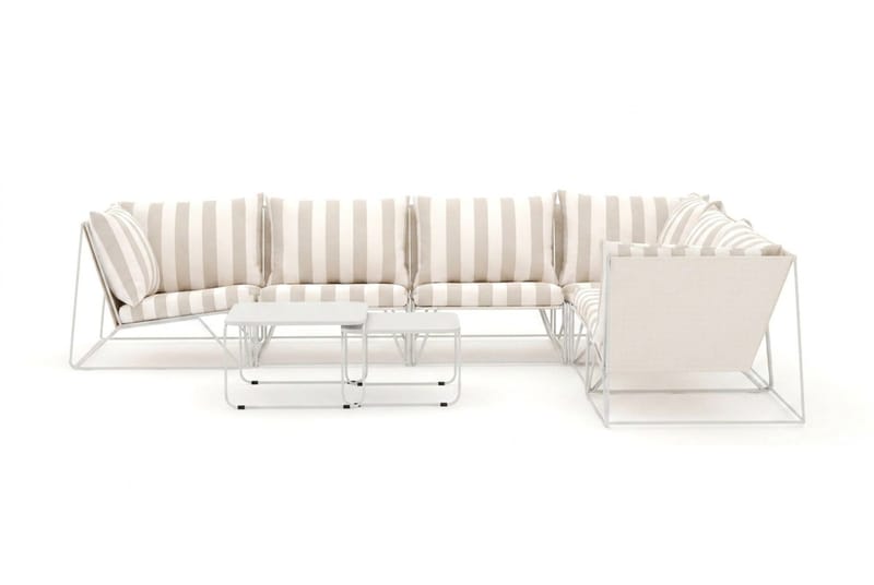 Usteryd utendørs L-sofa 6-seters vendbar - Beige/Striped - Hagemøbler & utemiljø - Loungemøbler - Loungegrupper