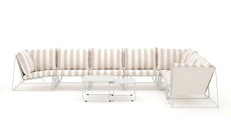 Usteryd utendørs L-sofa 7-seter vendbar - Beige/Stripet - Hagemøbler & utemiljø - Loungemøbler - Loungegrupper