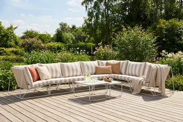 Usteryd utendørs L-sofa 7-seter vendbar - Beige/Stripet - Hagemøbler & utemiljø - Loungemøbler - Loungegrupper