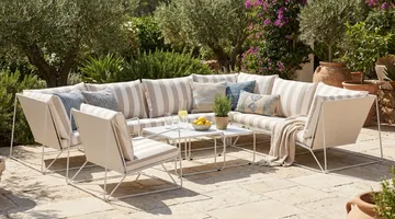 Usteryd utendørs L-sofa 7-seter vendbar med lenestol - Beige/Stripet - Hagemøbler & utemiljø - Loungemøbler - Loungegrupper