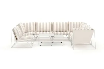 Usteryd utendørs L-sofa 7-seter vendbar med lenestol - Beige/Stripet - Hagemøbler & utemiljø - Loungemøbler - Loungegrupper