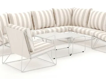 Usteryd utendørs L-sofa 7-seter vendbar med lenestol - Beige/Stripet - Hagemøbler & utemiljø - Loungemøbler - Loungegrupper