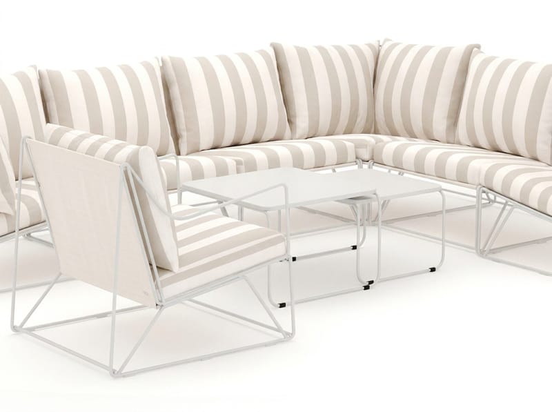 Usteryd utendørs L-sofa 7-seter vendbar med lenestol - Beige/Stripet - Hagemøbler & utemiljø - Loungemøbler - Loungegrupper