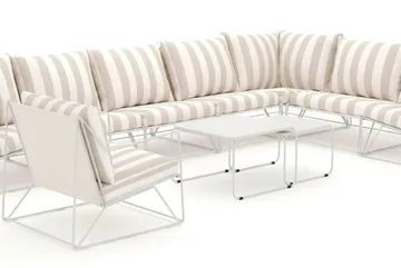 Usteryd utendørs L-sofa 8-seter vendbar med lenestol - Beige/Stripet - Hagemøbler & utemiljø - Loungemøbler - Loungegrupper