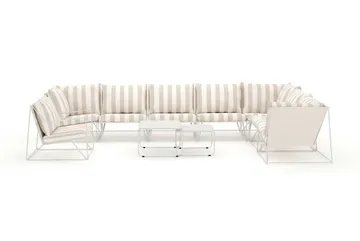 Usteryd utendørs L-sofa 8-seter vendbar med lenestol - Beige/Stripet - Hagemøbler & utemiljø - Loungemøbler - Loungegrupper