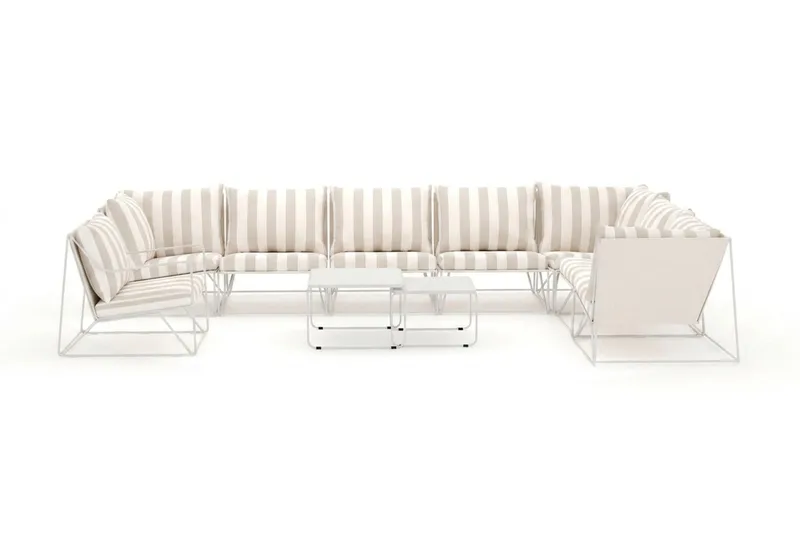 Usteryd utendørs L-sofa 8-seter vendbar med lenestol - Beige/Stripet - Hagemøbler & utemiljø - Loungemøbler - Loungegrupper