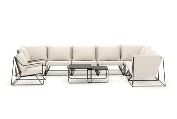 Usteryd utendørs L-sofa 8-seter vendbar med lenestol - Svart/Beige - Hagemøbler & utemiljø - Loungemøbler - Loungegrupper