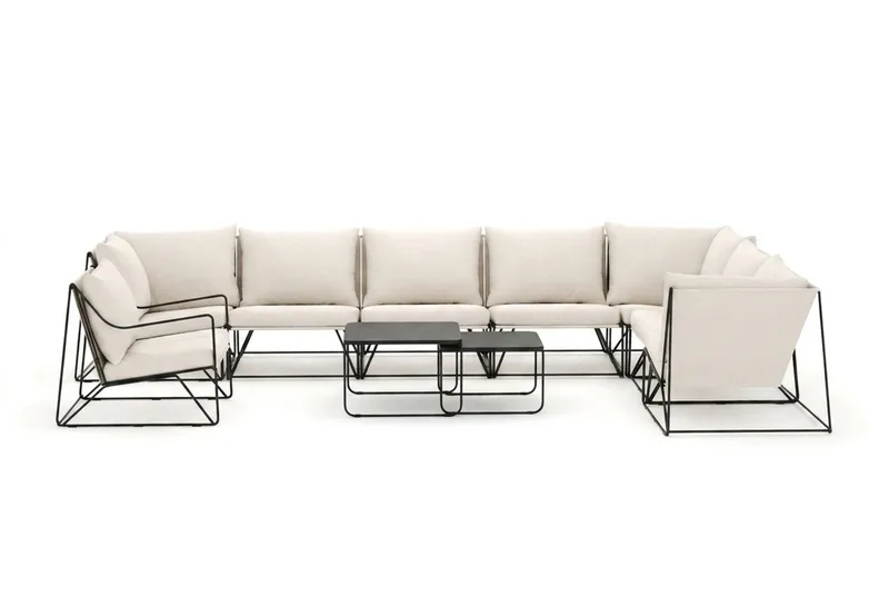 Usteryd utendørs L-sofa 8-seter vendbar med lenestol - Svart/Beige - Hagemøbler & utemiljø - Loungemøbler - Loungegrupper