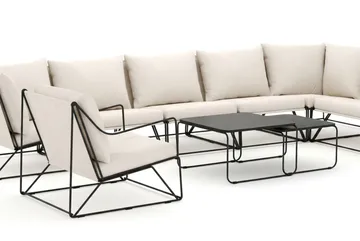 Usteryd utendørs L-sofa 8-seter vendbar med lenestol - Svart/Beige - Hagemøbler & utemiljø - Loungemøbler - Loungegrupper
