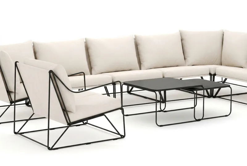 Usteryd utendørs L-sofa 8-seter vendbar med lenestol - Svart/Beige - Hagemøbler & utemiljø - Loungemøbler - Loungegrupper