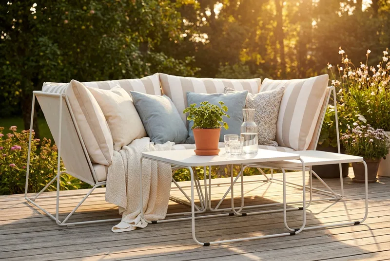 Usteryd utendørs rett 2-seters sofa - Beige/Stripete - Hagemøbler & utemiljø - Loungemøbler - Loungegrupper