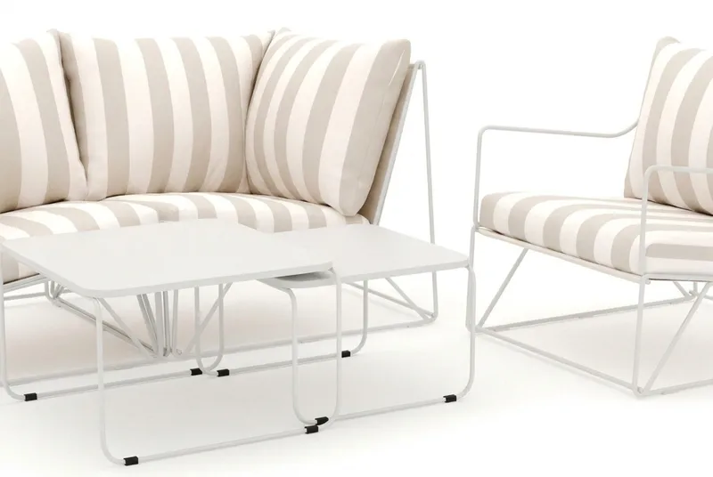 Usteryd utendørs rett 3-seters sofa med lenestol - Beige/Stripet - Hagemøbler & utemiljø - Loungemøbler - Loungegrupper