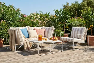 Usteryd utendørs rett 3-seters sofa med lenestol - Beige/Stripet - Hagemøbler & utemiljø - Loungemøbler - Loungegrupper