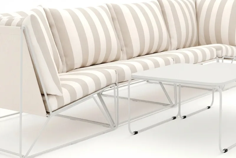 Usteryd utendørs rett 4-seters sofa - Beige/Stripet - Hagemøbler & utemiljø - Loungemøbler - Loungesofaer
