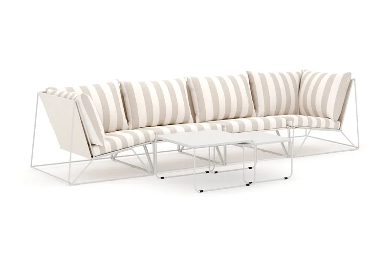 Usteryd utendørs rett 4-seters sofa, Beige/Stripet