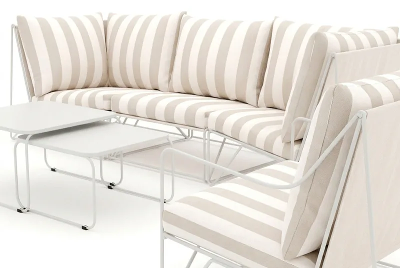 Usteryd utendørs rett 4-seters sofa med lenestol - Beige/Stripet - Hagemøbler & utemiljø - Loungemøbler - Loungegrupper