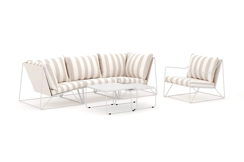 Usteryd utendørs rett 4-seters sofa med lenestol, Beige/Stripet