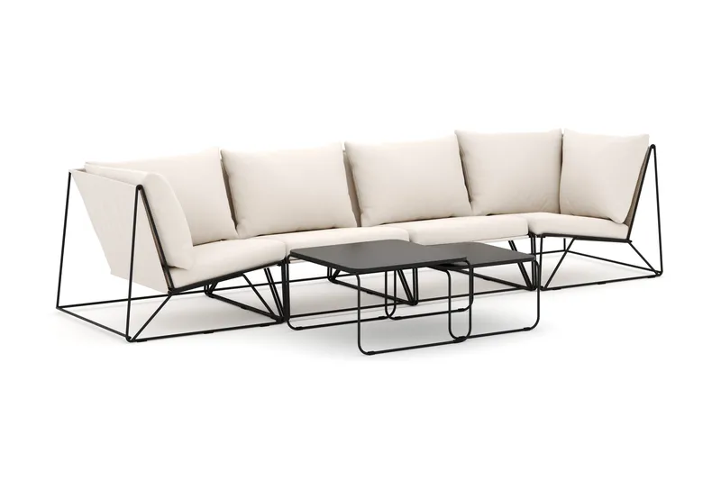 Usteryd utendørs rett 4-seters sofa, Svart/Beige
