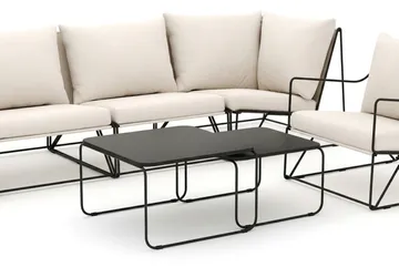 Usteryd utendørs rett 5-seters sofa med lenestol - Svart/Beige - Hagemøbler & utemiljø - Loungemøbler - Loungegrupper