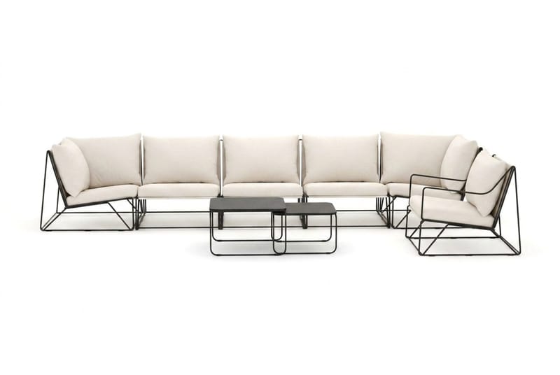 Usteryd utendørs rett 6-seters sofa med lenestol - Svart/Beige - Hagemøbler & utemiljø - Loungemøbler - Loungegrupper