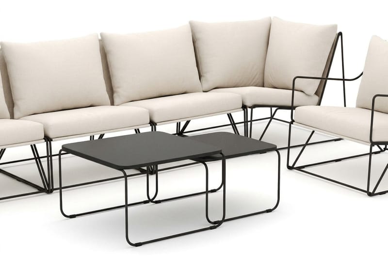 Usteryd utendørs rett 6-seters sofa med lenestol - Svart/Beige - Hagemøbler & utemiljø - Loungemøbler - Loungegrupper