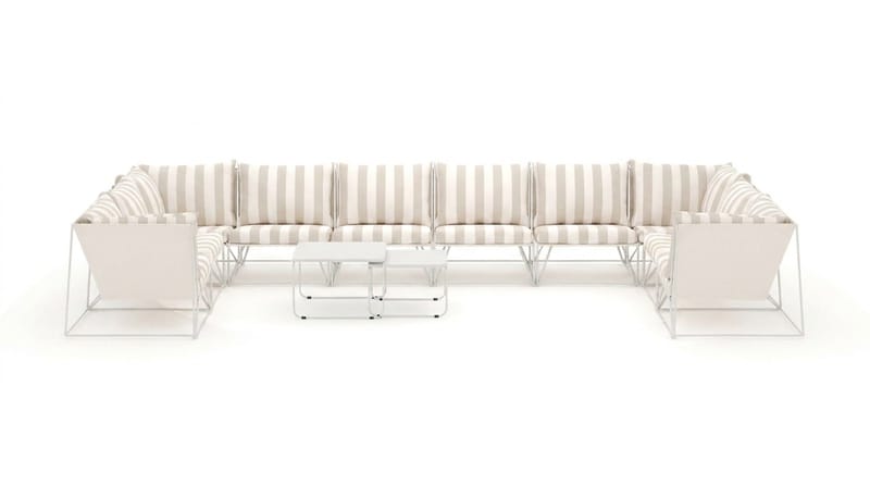 Usteryd utendørs U-sofa 10-seters med lukket avslutning - Beige/Striped - Hagemøbler & utemiljø - Loungemøbler - Loungegrupper
