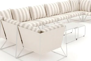 Usteryd utendørs U-sofa 10-seters med lukket avslutning - Beige/Striped - Hagemøbler & utemiljø - Loungemøbler - Loungegrupper