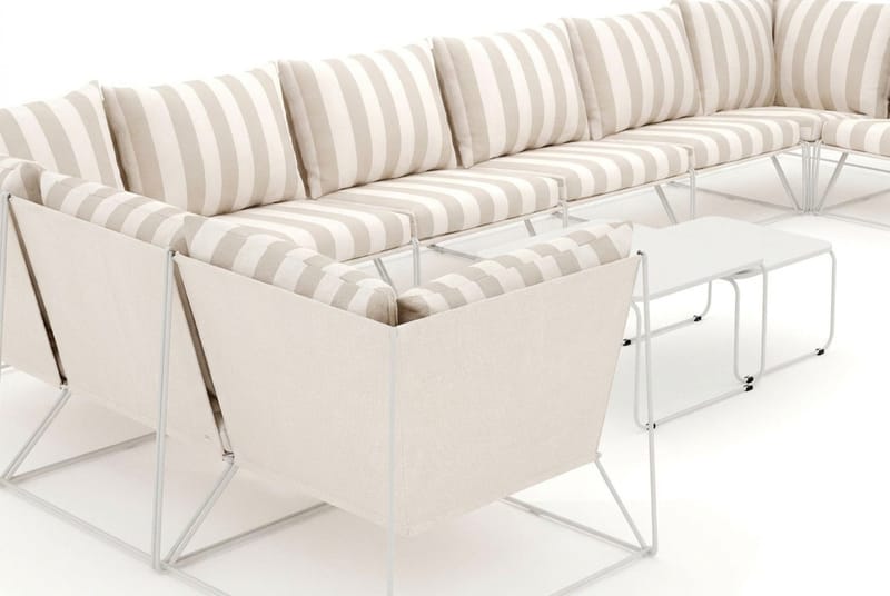 Usteryd utendørs U-sofa 10-seters med lukket avslutning - Beige/Striped - Hagemøbler & utemiljø - Loungemøbler - Loungegrupper