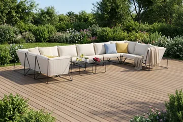 Usteryd utendørs U-sofa 10-seters med lukket avslutning - Svart/Beige - Hagemøbler & utemiljø - Loungemøbler - Loungegrupper