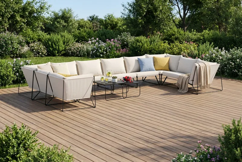 Usteryd utendørs U-sofa 10-seters med lukket avslutning - Svart/Beige - Hagemøbler & utemiljø - Loungemøbler - Loungegrupper