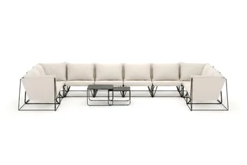 Usteryd utendørs U-sofa 10-seters med lukket avslutning - Svart/Beige - Hagemøbler & utemiljø - Loungemøbler - Loungegrupper