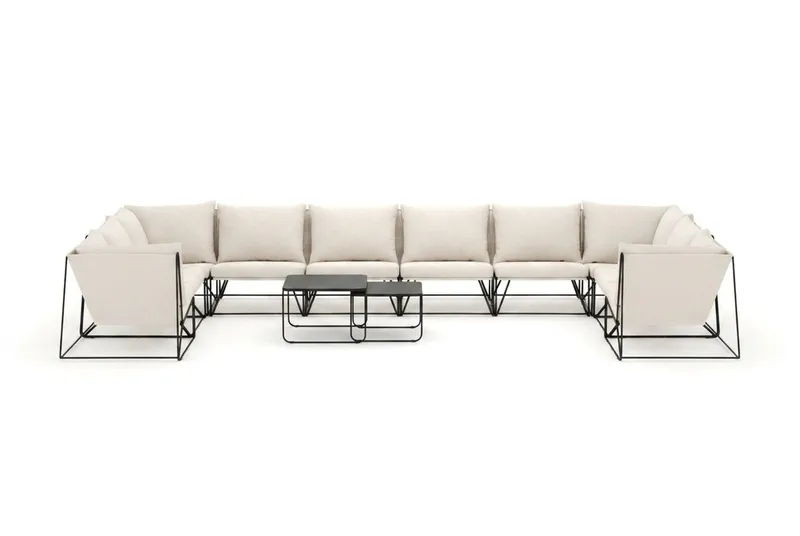 Usteryd utendørs U-sofa 10-seters med lukket avslutning - Svart/Beige - Hagemøbler & utemiljø - Loungemøbler - Loungegrupper