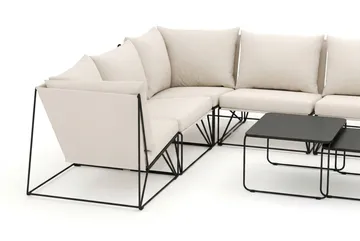 Usteryd utendørs U-sofa 10-seters med lukket avslutning - Svart/Beige - Hagemøbler & utemiljø - Loungemøbler - Loungegrupper
