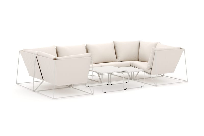 Usteryd utendørs U-sofa 6-seters med lukket avslutning, Beige/Beige