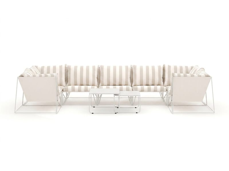 Usteryd utendørs U-sofa 7-seters med lukket avslutning - Beige/Striped - Hagemøbler & utemiljø - Loungemøbler - Loungegrupper