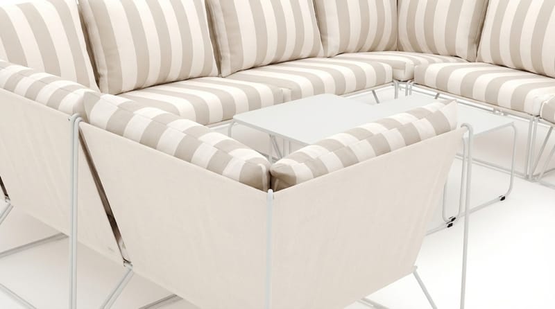 Usteryd utendørs U-sofa 8-seters med lukket avslutning - Beige/Striped - Hagemøbler & utemiljø - Loungemøbler - Loungesofaer